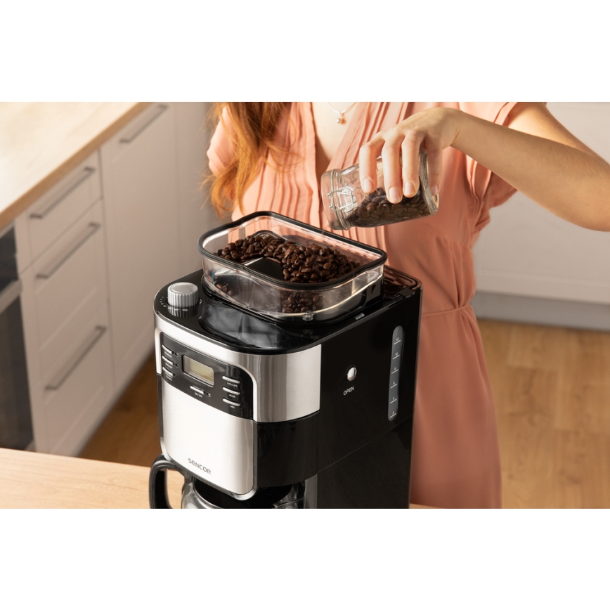 Sencor - Prekvapkávajúci kávovar 1,5 l s LCD displejom 900W/230V