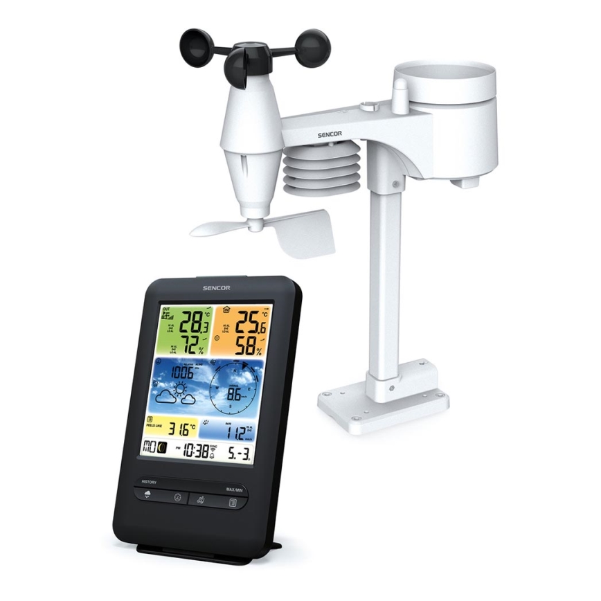 Sencor - Profesionálna meteostanica s farebným LCD displejom 1xCR2032 + 3xAA Wi-Fi