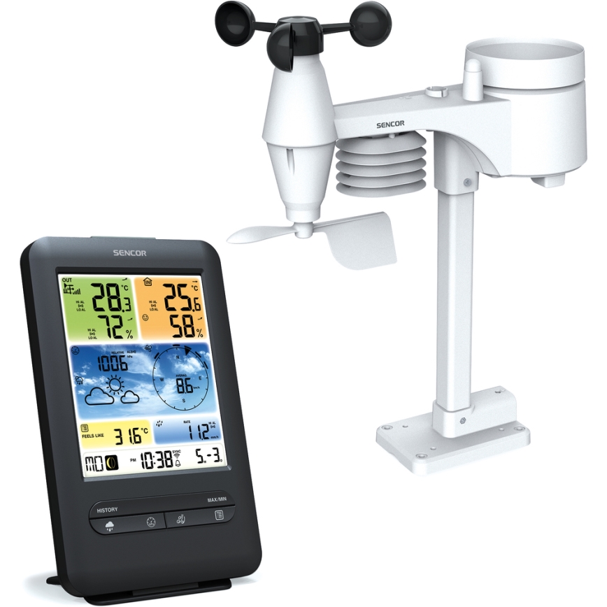 Sencor - Profesionálna meteostanica s farebným LCD displejom 1xCR2032 + 3xAA Wi-Fi