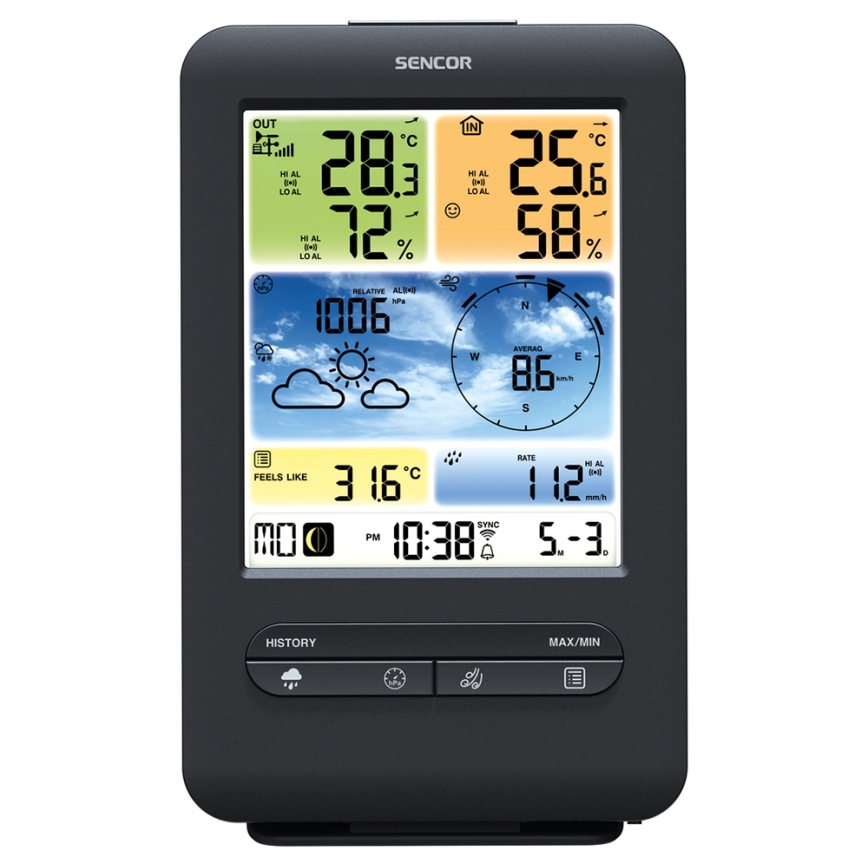 Sencor - Profesionálna meteostanica s farebným LCD displejom 1xCR2032 + 3xAA Wi-Fi