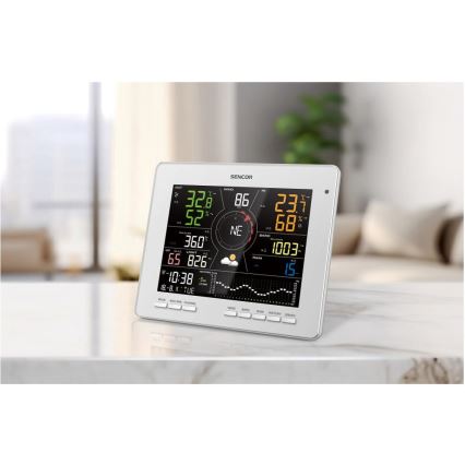 Sencor - Profesionálna meteostanica s farebným LCD displejom 5V 1xCR2032 + 3xAA + 2xAA Wi-Fi Tuya