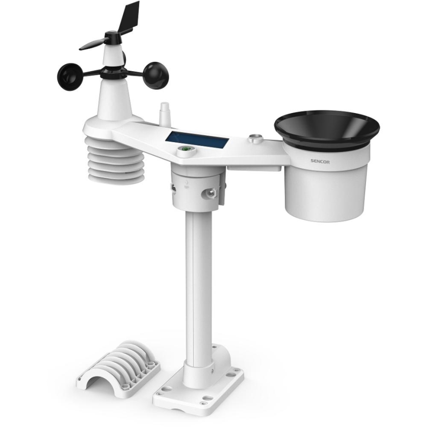 Sencor - Profesionálna meteostanica s farebným LCD displejom 5V 1xCR2032 + 3xAA + 2xAA Wi-Fi Tuya