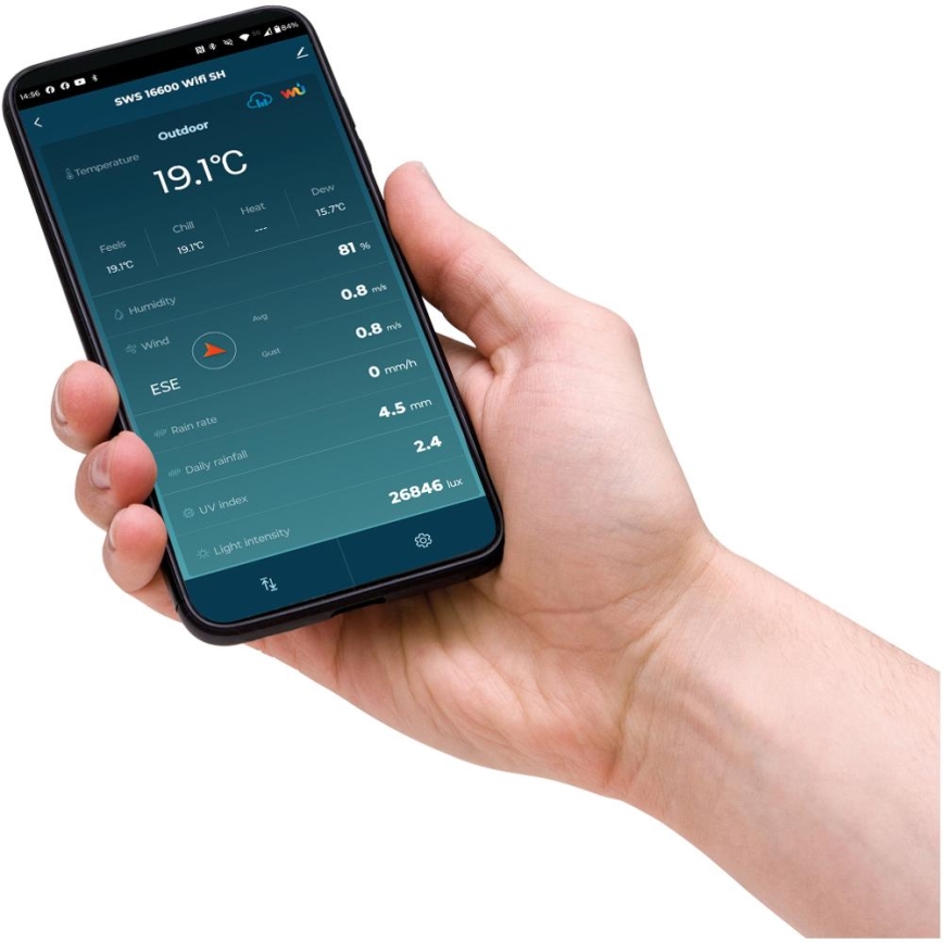 Sencor - Profesionálna meteostanica s farebným LCD displejom 5V 1xCR2032 + 3xAA + 2xAA Wi-Fi Tuya