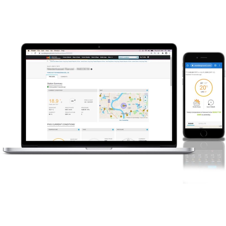 Sencor - Profesionálna meteostanica s farebným LCD displejom 5V 1xCR2032 + 3xAA + 2xAA Wi-Fi Tuya