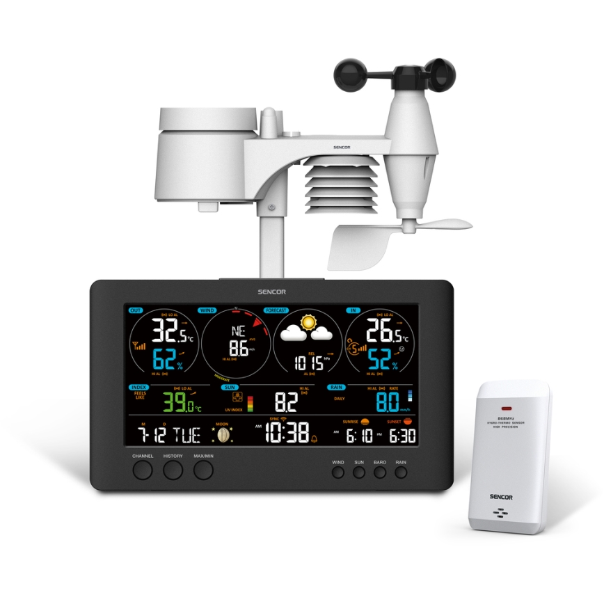 Sencor - Profesionálna meteostanica s farebným LCD displejom 5V/1xCR2032 + 3xAA Wi-Fi