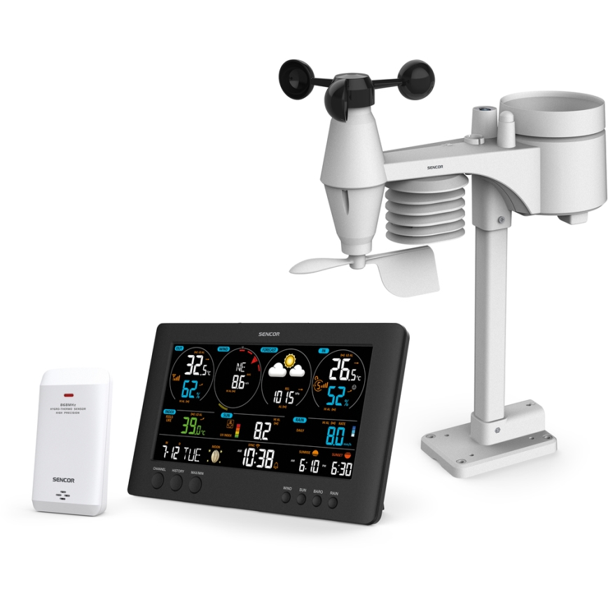 Sencor - Profesionálna meteostanica s farebným LCD displejom 5V/1xCR2032 + 3xAA Wi-Fi