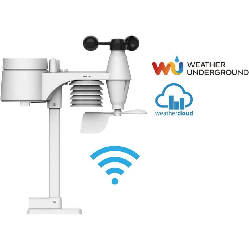 Sencor - Profesionálna meteostanica s farebným LCD displejom 5V/1xCR2032 + 3xAA Wi-Fi