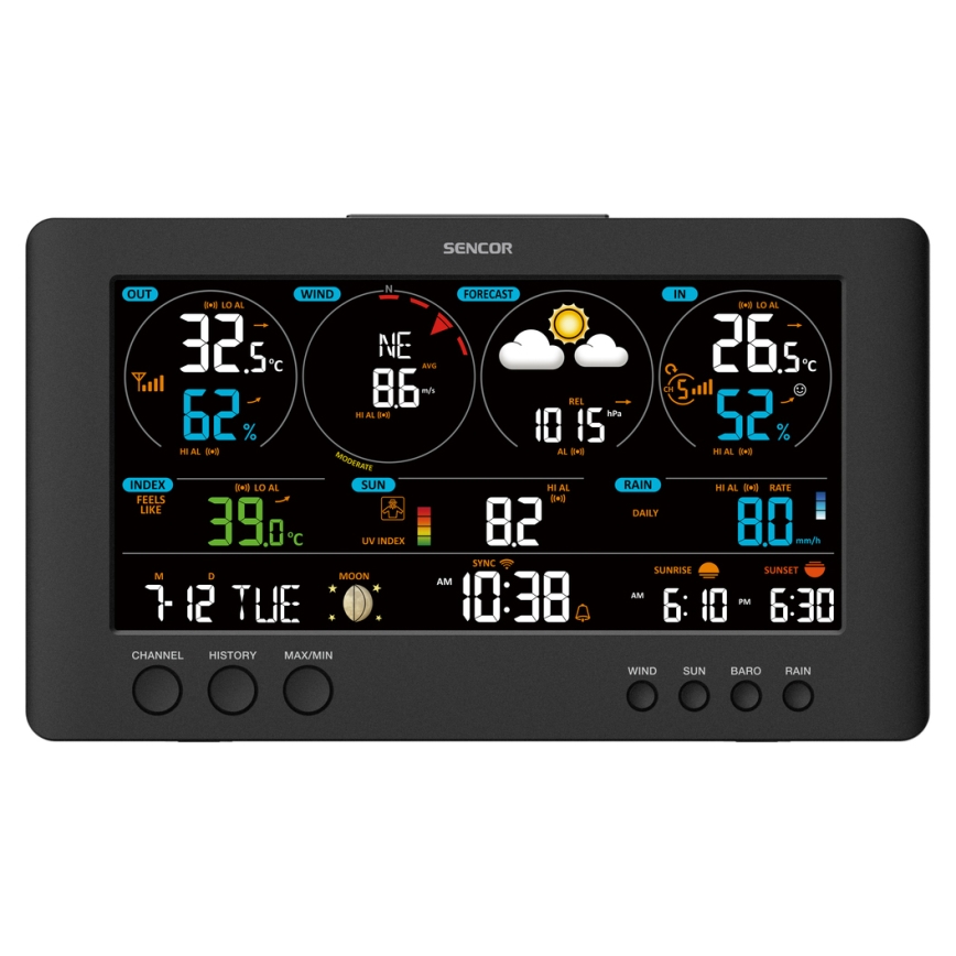 Sencor - Profesionálna meteostanica s farebným LCD displejom 5V/1xCR2032 + 3xAA Wi-Fi