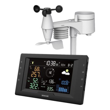 Sencor - Profesionálna meteostanica s farebným LCD displejom a budíkom 5V/1xCR2032 + 3xAA
