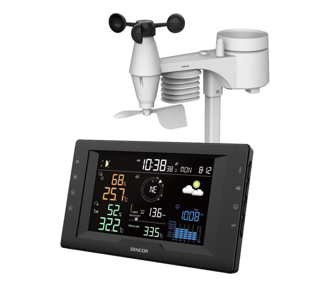 Sencor- Profesionálna meteostanica s farebným LCD displejom a budíkom 5V/1xCR2032 + 3xAA 52000849