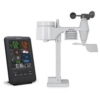 Sencor - Profesionálna meteostanica s LCD displejom a budíkom 1xCR2032 + 3xAA