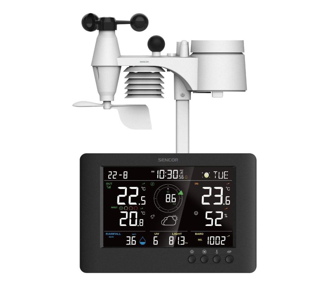 Sencor - Profesionálna meteostanica s LCD displejom a budíkom 5V/1xCR2032 + 3xAA 52000908