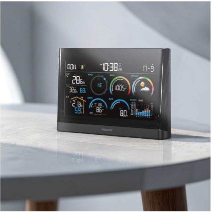 Sencor - Profesionálna meteostanica s farebným LCD displejom a budíkom 5V/3xAAA + 3xAA