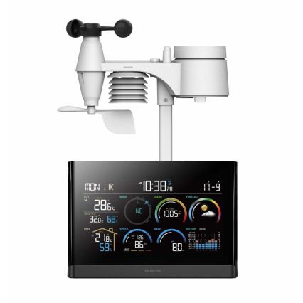 Sencor - Profesionálna meteostanica s farebným LCD displejom a budíkom 5V/3xAAA + 3xAA