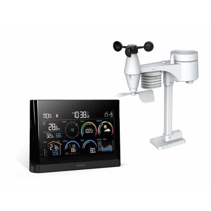 Sencor - Profesionálna meteostanica s farebným LCD displejom a budíkom 5V/3xAAA + 3xAA