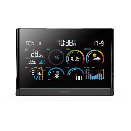 Sencor - Profesionálna meteostanica s farebným LCD displejom a budíkom 5V/3xAAA + 3xAA