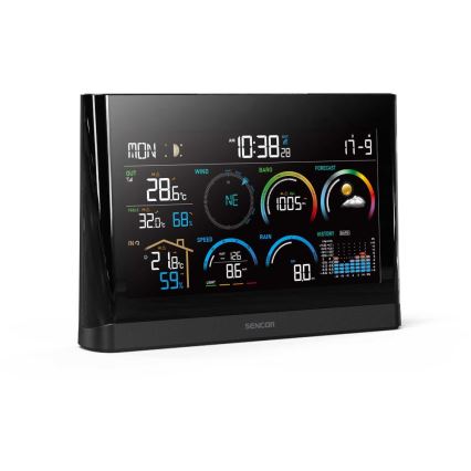 Sencor - Profesionálna meteostanica s farebným LCD displejom a budíkom 5V/3xAAA + 3xAA
