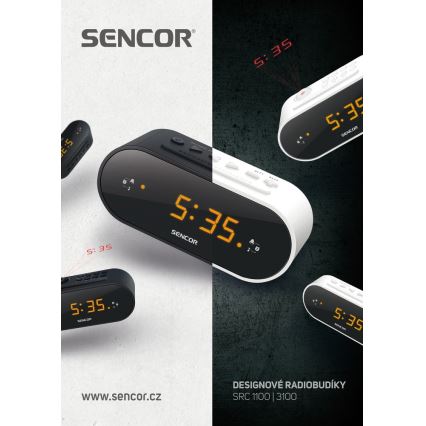 Sencor - Rádiobudík s LED displejom a projektorom 5W/230V 1xCR2032 biela