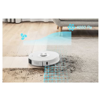 Sencor - Robotický vysávač s mopom 2v1 50W/5000 mAh Wi-Fi biela + diaľkové ovládanie