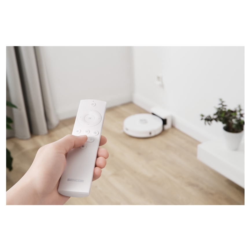 Sencor - Robotický vysávač s mopom 2v1 50W/5000 mAh Wi-Fi biela + diaľkové ovládanie