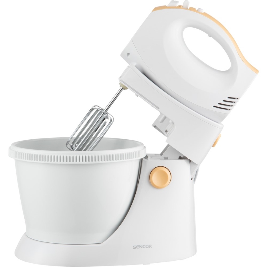 Sencor - Ručný šľahač s otočnou misou 500W/230V biela