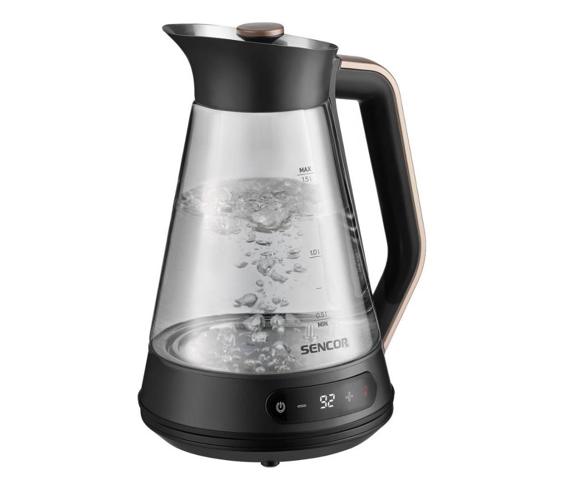 Sencor - Rýchlovarná kanvica s termoreguláciou 1,5 l 2150W/230V čierna/ružovo-zlatá 41023353