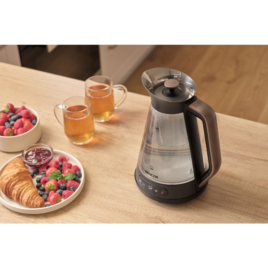 Sencor - Rýchlovarná kanvica s termoreguláciou 1,5 l 2150W/230V čierna/ružovo-zlatá