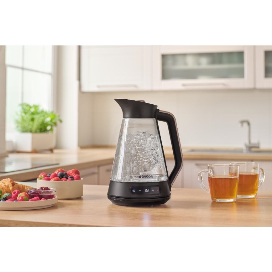 Sencor - Rýchlovarná kanvica s termoreguláciou 1,5 l 2150W/230V čierna/ružovo-zlatá