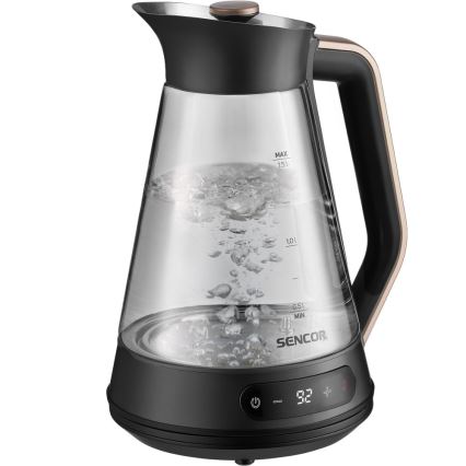 Sencor - Rýchlovarná kanvica s termoreguláciou 1,5 l 2150W/230V čierna/ružovo-zlatá