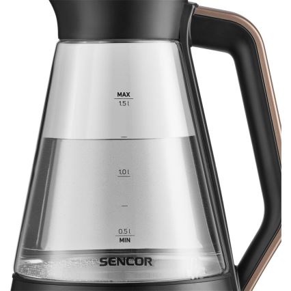 Sencor - Rýchlovarná kanvica s termoreguláciou 1,5 l 2150W/230V čierna/ružovo-zlatá