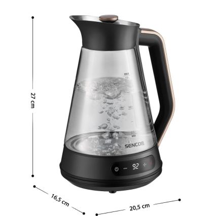 Sencor - Rýchlovarná kanvica s termoreguláciou 1,5 l 2150W/230V čierna/ružovo-zlatá