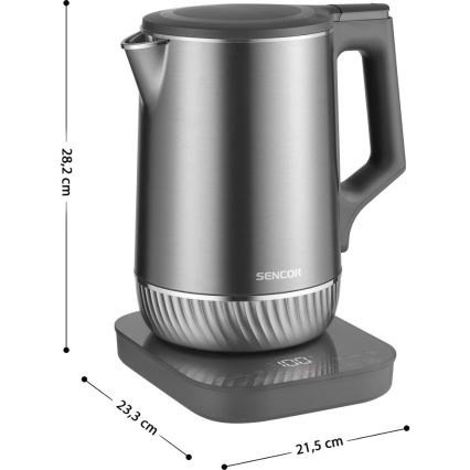 Sencor - Rýchlovarná kanvica s termoreguláciou 1,7 l 1800 W/230 V nerez