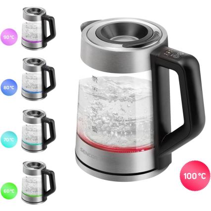 Sencor - Rýchlovarná kanvica s termoreguláciou 1,7 l 2200W/230V matný chróm/čierna