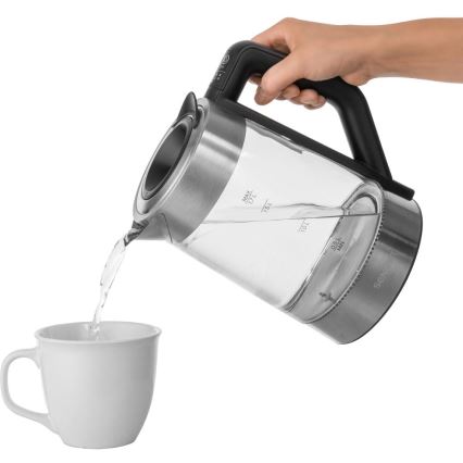 Sencor - Rýchlovarná kanvica s termoreguláciou 1,7 l 2200W/230V matný chróm/čierna