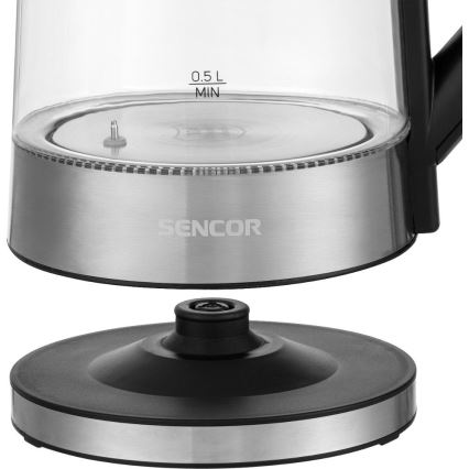 Sencor - Rýchlovarná kanvica s termoreguláciou 1,7 l 2200W/230V matný chróm/čierna