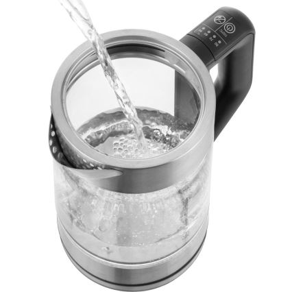 Sencor - Rýchlovarná kanvica s termoreguláciou 1,7 l 2200W/230V matný chróm/čierna