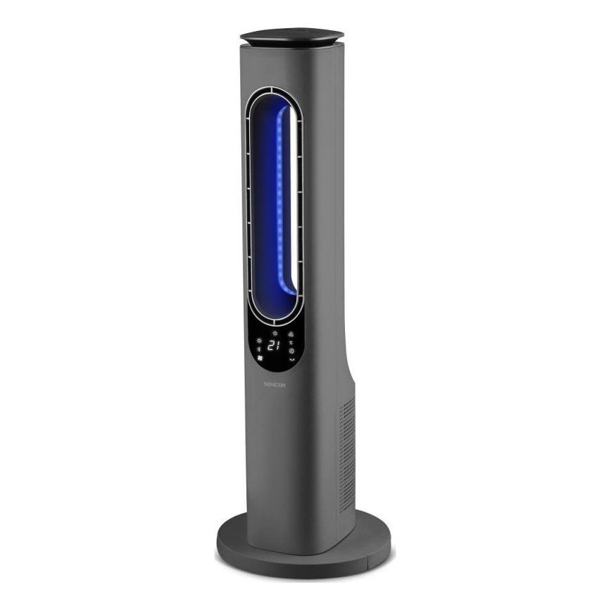 Sencor - Stĺpový bezlopatkový keramický ventilátor 1200/2000W/230V antracit + diaľkové ovládanie