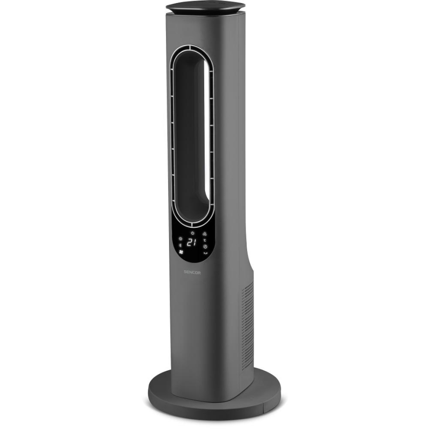 Sencor - Stĺpový bezlopatkový ventilátor s keramickým vykurovacím telesom 1200/2000W/230V antracit + diaľkové ovládanie