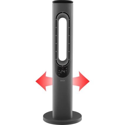 Sencor - Stĺpový bezlopatkový ventilátor s keramickým vykurovacím telesom 1200/2000W/230V antracit + diaľkové ovládanie