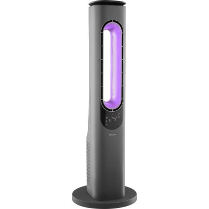 Sencor - Stĺpový bezlopatkový ventilátor s keramickým vykurovacím telesom 1200/2000W/230V antracit + diaľkové ovládanie