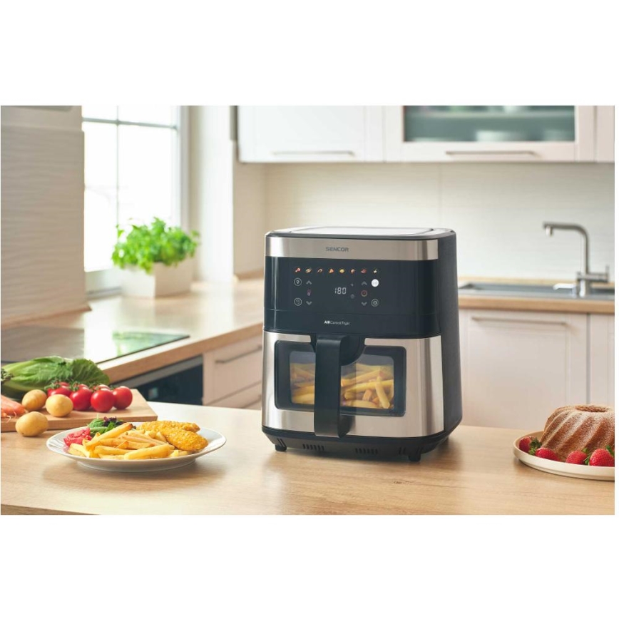 Sencor - Teplovzdušná fritéza 9 l 1700W/230V čierna/matný chróm