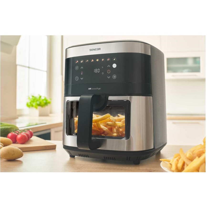 Sencor - Teplovzdušná fritéza 9 l 1700W/230V čierna/matný chróm