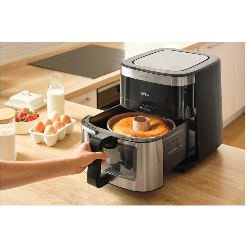 Sencor - Teplovzdušná fritéza 9 l 1700W/230V čierna/matný chróm
