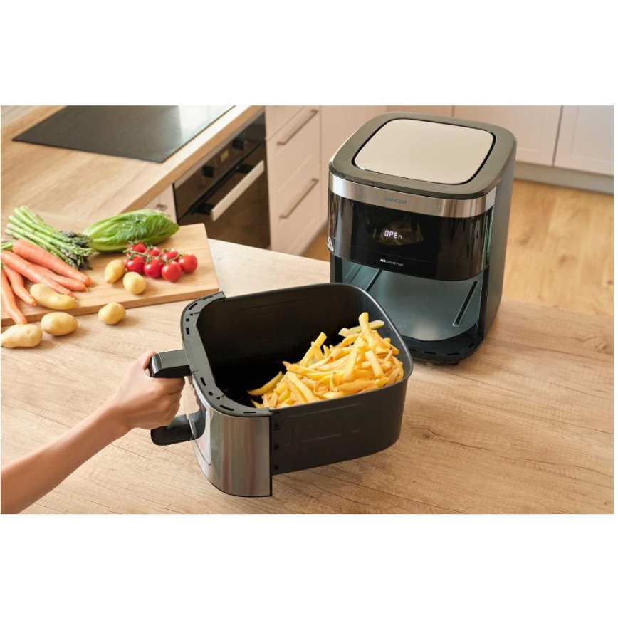 Sencor - Teplovzdušná fritéza 9 l 1700W/230V čierna/matný chróm