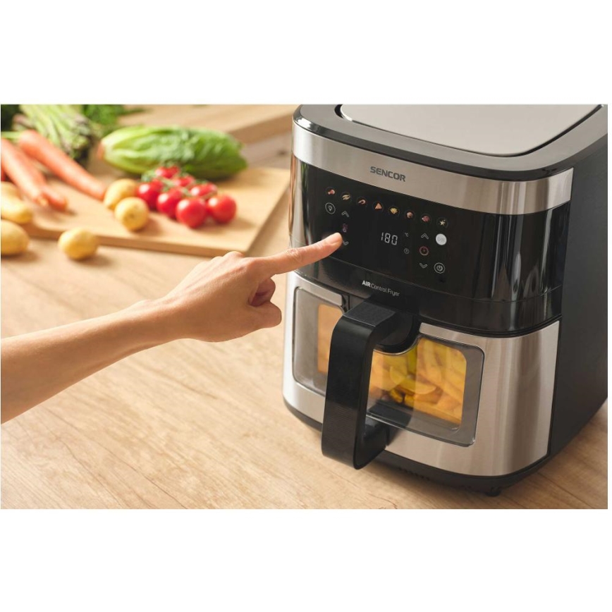Sencor - Teplovzdušná fritéza 9 l 1700W/230V čierna/matný chróm