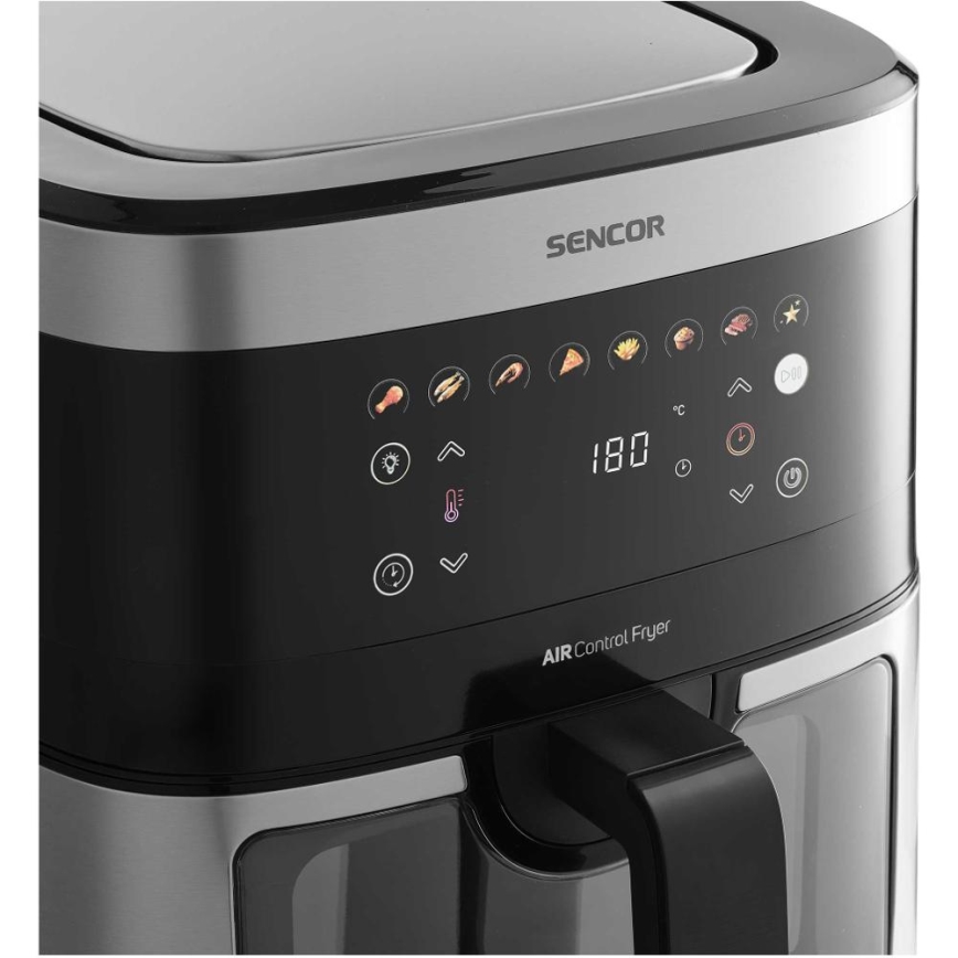 Sencor - Teplovzdušná fritéza 9 l 1700W/230V čierna/matný chróm