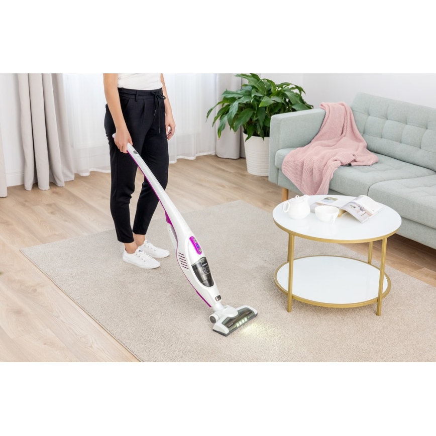 Sencor - Tyčový vysávač s elektrickou rotačnou kefou 2v1 110W/14,8V 2200 mAh biela
