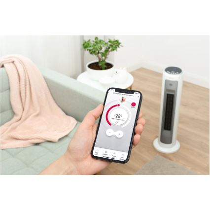 Sencor - ventilátor s keramickým vykurovacím telesom 2200W/230V Wi-Fi, biela + diaľkové ovládanie
