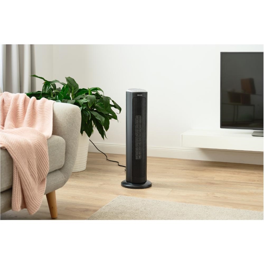 Sencor - Ventilátor s keramickým vykurovacím telesom 1300/2200W/230V čierny + diaľkové ovládanie