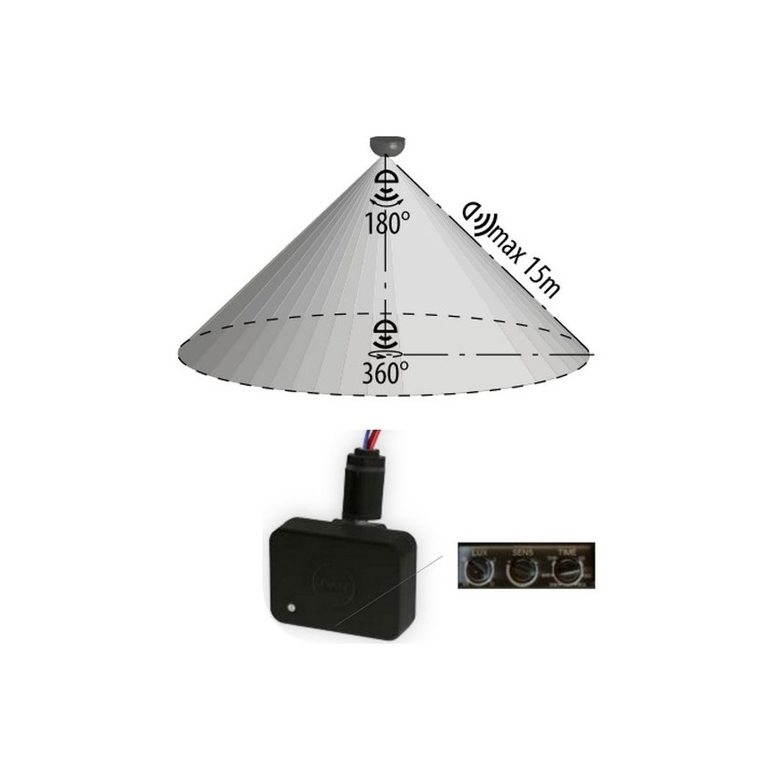 Senzor pohybu 230V IP65 čierna